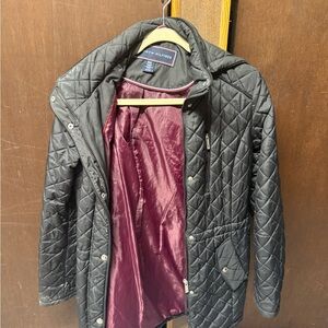 Tommy Hilfiger Black Quilted Jacket with Burgundy Lining